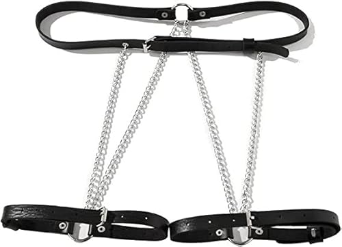 Damen Punk Leder Körperkette Sexy Einstellbare Taillenkette Schwarz Bein Strumpfband Gürtel Gothic Schelling Kette Körperzubehör für Frauen Damen Punk Leder Körperkette Sexy Einstellbare Taillenkette Schwarz Bein Strumpfband Gürtel Gothic Schelling Kette Körperzubehör für Frauen von Generic