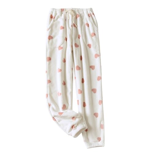 Damen Pyjama Y2K Hose Schlafanzughose Damen Lang Hosen Flanell Pyjamahose Bequeme Anime Cartoon Schlafhose Kawaii Warm Kuschelhose von Generic