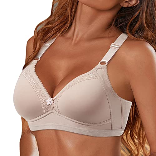 Damen Randlose Unterwäsche Push Up Große Körbchen Dünne Baumwolle Randloser BH Workout BHs, beige, 80C von Generic