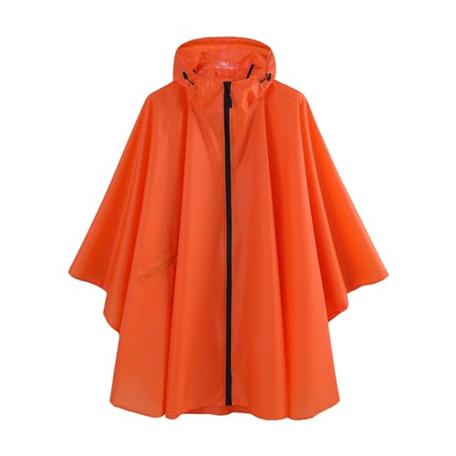 Damen Regenjacke Einfarbig Übergröße Funktionsjacke Fahrradjacke Windbreaker Große Größen Reisen Regenmantel Kapuz Faltbar Softshelljacke Atmungsaktiv Einfarbig Stanzjacke (Orange, One Size) von Generic