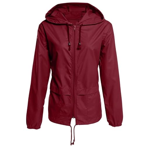 Damen Regenjacke Wasserdicht Atmungsaktiv Regenmantel Fahrrad Damen mit Kapuze Regenjacke Damen Sommer Regenmantel Zum Wandern Trekking Regenbekleidung für Damen mit Taschen Regenjacke Verstaubar von Generic