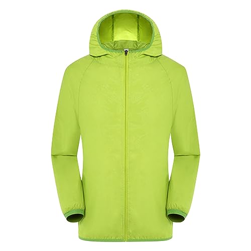 Damen-Regenjacke Wasserdicht Atmungsaktiv Sonnenschutzkleidung Große Größen Regenmantel Leicht Jacke Windbreaker Mit Kapuze Softshelljacke Fahrradjacke Funktionsjacke Outdoorjacke (a-Green, M) von Generic