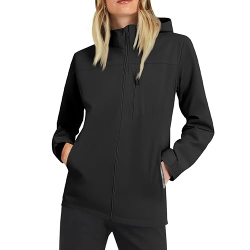 Damen Regenjacke Wasserdicht Outdoorjacke Leichte Sportjacke Funktionsjacke Atmungsaktiv Fahrrad Jacke mit Kapuze Regenmantel Trenchcoat Sport Windbreaker zum Wandern Reisen Treking Wanderjacke von Generic