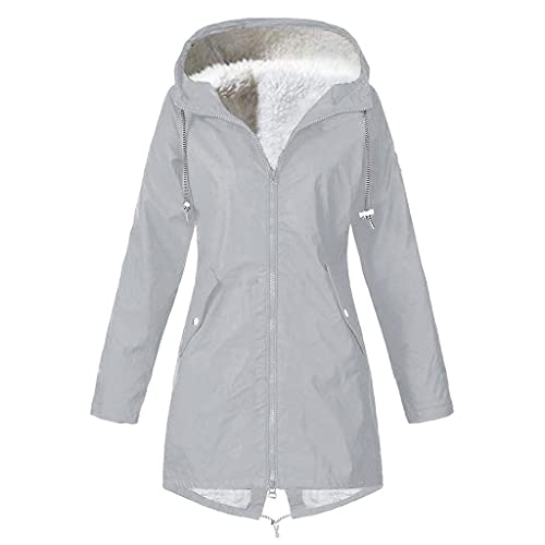 Damen Regenmantel Friesennerz gefüttert Damen Jacke Mantel Wasserdichter Regenmantel Lange Kapuzenjacke Warme Gefüttert Regenjacke Windproof Wintermantel von Generic