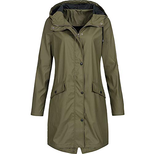 Damen Regenmantel Lang Regen Jacke Damen Lang Regenjacke Wasserdicht Winddicht Übergangsjacke Hooded Regen Jacke Leicht Atmungsaktiv Windjacke Windbreaker Outdoorjacke Outwear von Generic
