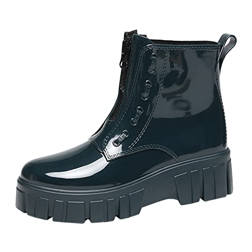 Damen Regenstiefel Wasserschuhe Outdoor Schneestiefel Frauen mit Fleecefutter rutschfest Stilvoll Punk Design (Green, 38) von Generic