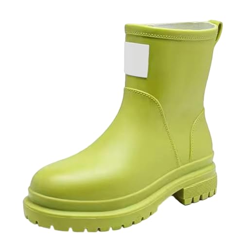 Damen Regenstiefel wasserdicht mittlere Wade Allwetter Outdooraktivitäten strapazierfähige Gummistiefel Bequeme Sohle modisch praktisch (Green, 41) von Generic