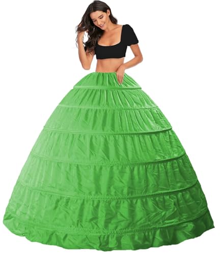Damen Reifrock Petticoat Lang 6 Ring Krinoline Brautkleid Unterröcke Petticoat Hochzeitskleid 6 Hoops Krinoline Unterrock A-Linie Underskirt Rock Kleider für Hochzeit Partei Ball Prom(Grün,42) von Generic