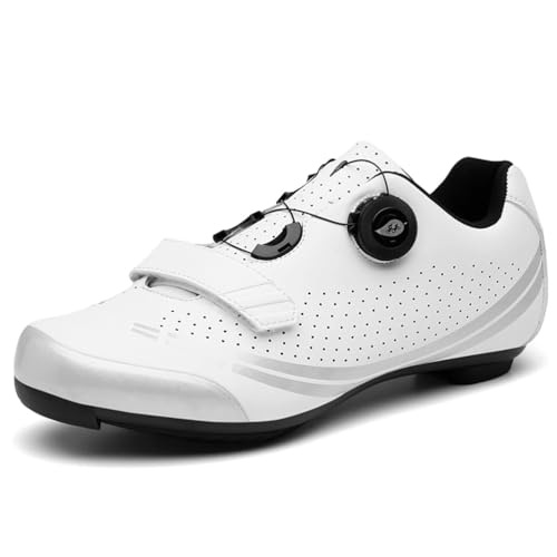 Damen Rennradschuhe, Fahrradschuhe Leichte Rennradschuhe Kompatibel Mit SPD & Look Delta,Weiß,40 EU von Generic