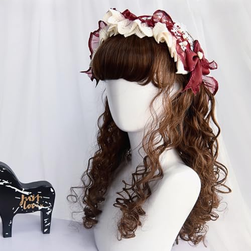Damen Retro Flauschig Lockig Lange Perücken Dunkelbraun Lolita Cosplay Perücke Gericht Prinzessin Niedlich Puppe-wie Aussehende Frisur Perücke von Generic