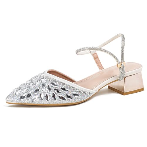 Damen Riemchenpumps mit Strass - Spitz, Silber Glitzer, Knöchelriemen,Silber,37 EU Damen Riemchenpumps mit Strass - Spitz, Silber Glitzer, Knöchelriemen,Silber,37 EU von Generic