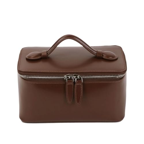 Damen Rindsleder Reise Kulturbeutel Tasche Tragbare Make-Up Organizer Box Kosmetik Tasche for Frauen(Brown) von Generic