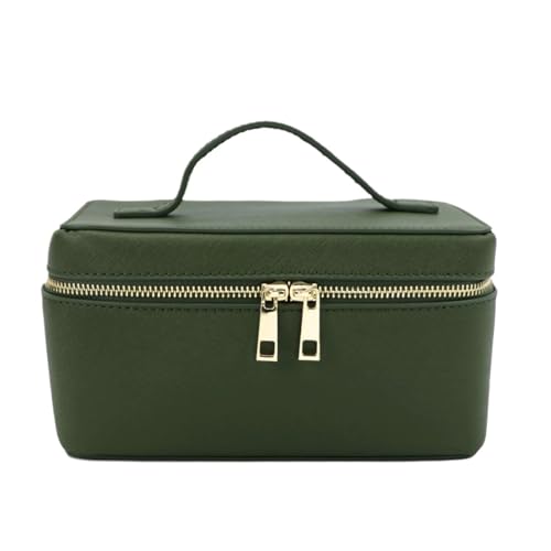 Damen Rindsleder Reise Kulturbeutel Tasche Tragbare Make-Up Organizer Box Kosmetik Tasche for Frauen(Green) von Generic