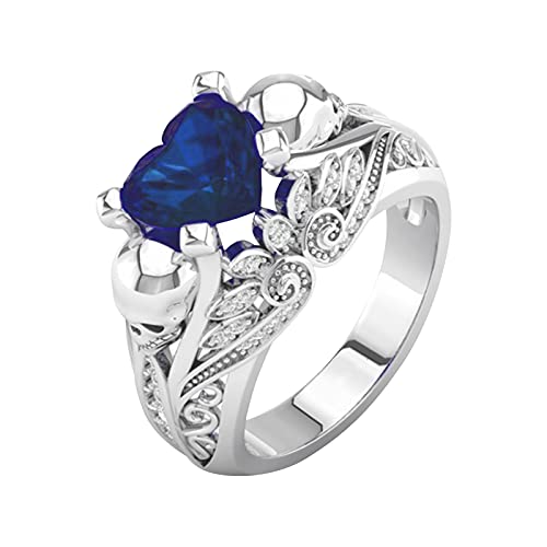 Damen-Ring, bunt, Zirkonia, Hochzeitsschmuck, Ringgröße, Legierung, 6–10, Geschenk, blau, 11 von Generic