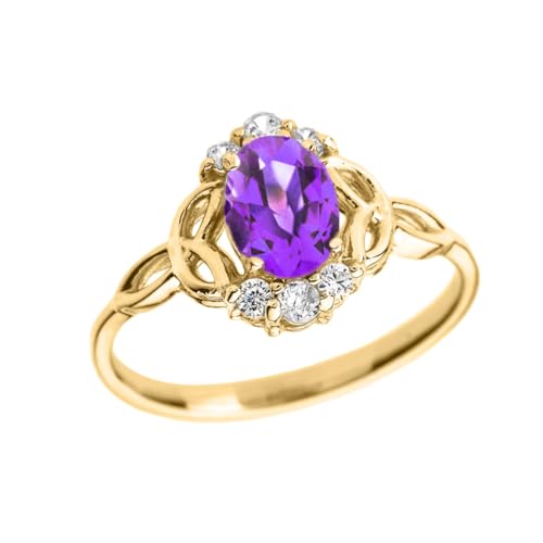 Damen Ring Dreifaltigkeitsknoten Antrags Mit echtem Amethyst und Diamant Mit 9 Karat Gelbgold von Generic