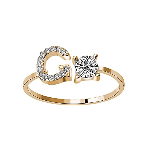 Damen-Ring mit 26 Buchstaben, modisch, mit Diamanten, g, Einheitsgröße von Generic