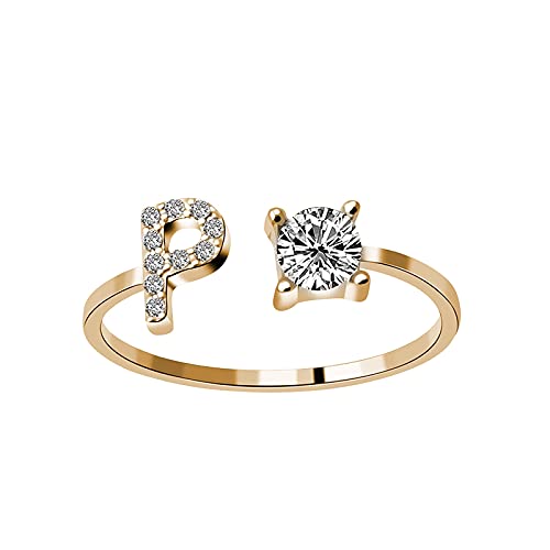 Damen-Ring mit Diamant-Öffnung, 26 modische Ringe und Schmuck-Ringe, P, Einheitsgröße von Generic