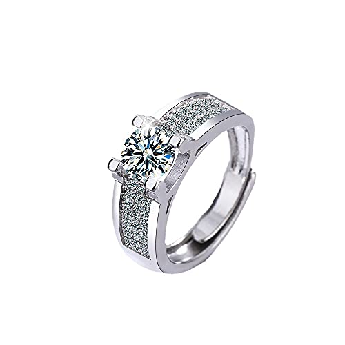 Damen Ringe 925 Silber Glitzer 3A Breit Bandring Mode Offen Fingerring Partnerring Trauringe Eheringe Verstellbar von Generic