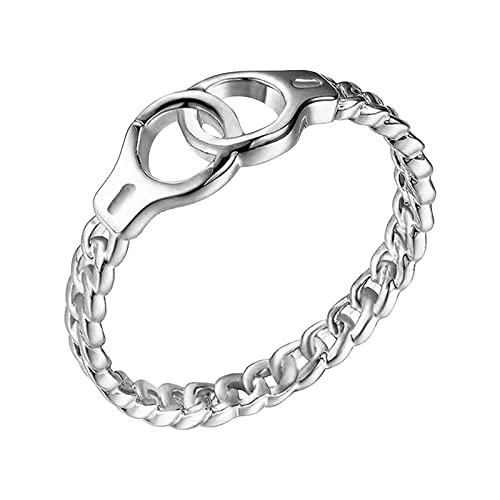 Damen Ringe Silber Mit Steinen Metallring Antiker Ring Geschenk für Frauen Personalisierter einfacher Ring für Frauen (Silver, 6) von Generic