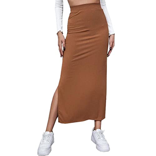 Damen Rock Elegant High Waist Maxirock Rockabilly Vintage Retro Röcke mit Schlitz Casual Freizeitrock Lang Hohe Taille Skirt Partyrock von Generic