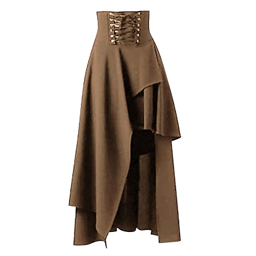 Damen Rock Knielang mit Schnalle Gothic Rock Steampunk A-Linie Lang Festlich Cosplay Röcke von Generic