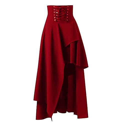 Damen Rock Knielang mit Schnalle Gothic Rock Steampunk A-Linie Lang Festlich Cosplay Röcke von Generic