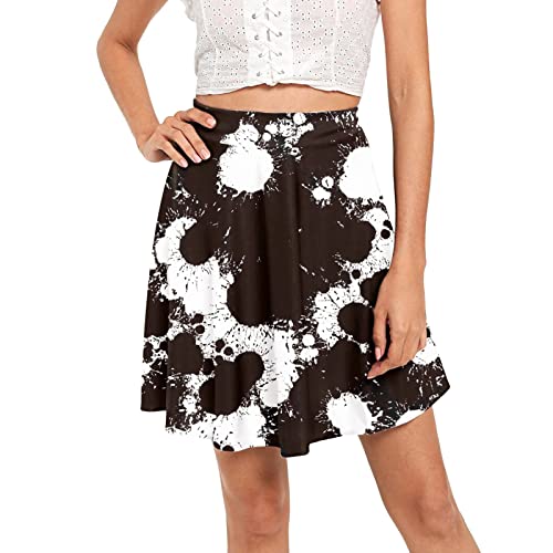 Damen Rock mit Hose Drunter Bunte Hosenrock Damen Kurz Mode A-Linie Rock Gedruckter Röcke Hohe Taille Sportrock Tennis Skort Sommerrock Laufrock Tennisrock DunkelgrauL von Generic