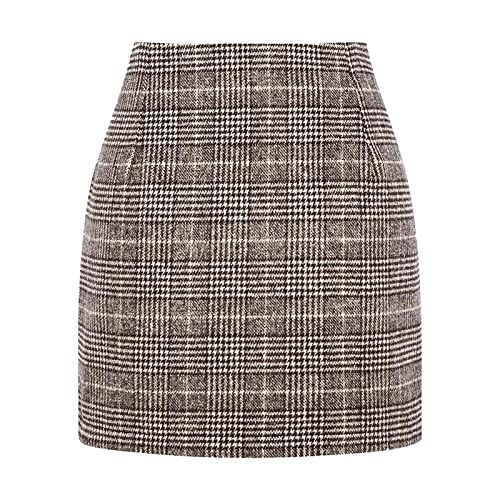 Damen Röcke Hohe Taille Wrap Skinny Bleistiftröcke Damen Figurbetonter Rock Elastischer Bund Minirock Bodycon Sommerrock Hohe Taille Röcke Enger Karierte Rock von Generic