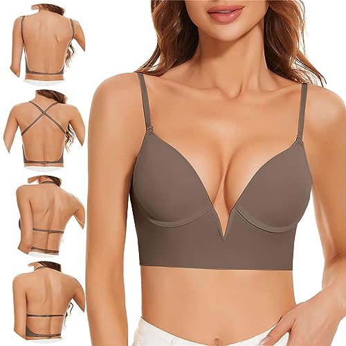 Damen Rückenfreie BHS Push Up Bra Multiway Plunge BH Mit Tiefem U-Ausschnitt und Abnehmbar Träger Multiway Convertible Plunge Bustier Unterwäsche Unsicht BH Damen Rückenfreie BHS Push Up Bra Multiway Plunge BH Mit Tiefem U-Ausschnitt und Abnehmbar Träger Multiway Convertible Plunge Bustier Unterwäsche Unsicht BH von Generic