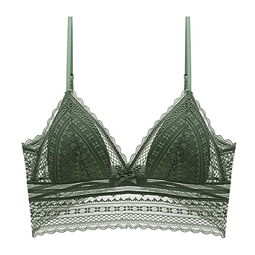 Damen Rückenfreier BH Unsichtbar Triangel Spitze BH U-Förmiger Rücken BH Tief V-Ausschnitt Bralette für Brautkleider (Grün, L) von Generic