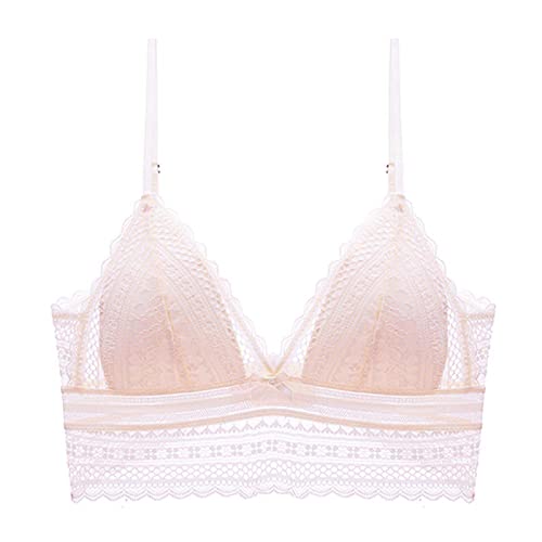 Damen Rückenfreier BH Unsichtbar Triangel Spitze BH U-Förmiger Rücken BH Tief V-Ausschnitt Bralette für Brautkleider (Rosa, L) von Generic