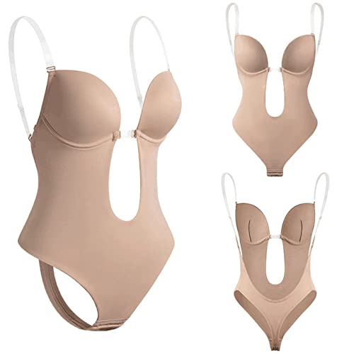 Damen Rückenfreier Body Tiefen RüCkenausschnitt Shaper BH, Partykleid mit transparenten Trägern, rückenfreier Body-Shaper-BH, unsichtbare BHS für die Bauchkontrolle von (Beige, XL) von Generic