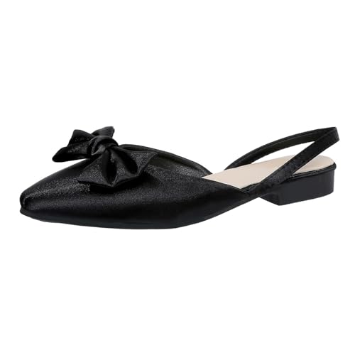 Damen-Sandalen, flach, geschlossener Zehenbereich, niedrige Tiefe, Schleife, kariert, leicht, Sandalen, schick und elegant, Outdoor, rutschfest, modisch, Damenschuhe, B le Noir, 41 EU von Generic