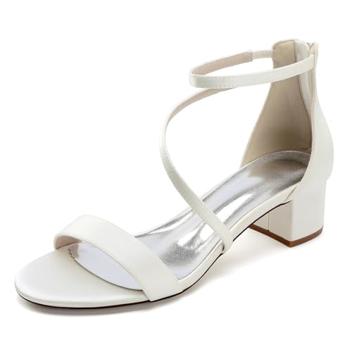 Damen Sandalen Bridal Hochzeitsschuhe Low Heels Peeptoes Bridal Chunky Heel 4.5Cmblockabsatz Party Kleid Pumps,Elfenbein,40 EU Damen Sandalen Bridal Hochzeitsschuhe Low Heels Peeptoes Bridal Chunky Heel 4.5Cmblockabsatz Party Kleid Pumps,Elfenbein,40 EU von Generic
