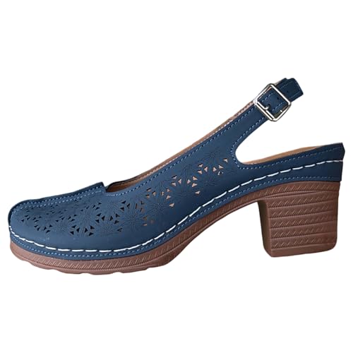 Damen Sandalen Elegant Bequem Freizeit Sommer Schnürriemen Plateau Absatz Strandschuhe Offene Zehen Weiblich Mode Schuhe (Blue, 41) von Generic
