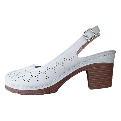 Damen Sandalen Elegant Bequem Freizeit Sommer Schnürriemen Plateau Absatz Strandschuhe Offene Zehen Weiblich Mode Schuhe (White, 39) von Generic