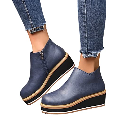 Damen Sandalen Freizeit Stiefeletten Damen Plateau Ankle Boots,Frühling Mit Reißverschluss,Frauen Britischer Stil Große Größe Knöchel Schuhe von Generic