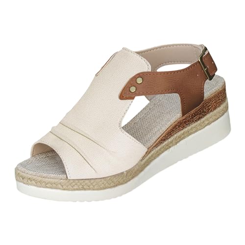Damen Sandalen Keilabsatz Elegant High Heels Sandaletten Dicke Rutschfeste Sohle Pantoletten Wedges Bequeme Orthopädische Schuhe Schlappen Frauen Offener Zehen Slingback Sandals von Generic