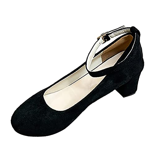 Damen Sandalen Mit Blockabsatz Frauen Slip-On Geschlossene Runde Zehen Kopf Sandaletten Niedriger Pumps High Heels Fesselriemen Brautschuhe Abendschuhe Büro Arbeitsschuhe Bequeme von Generic