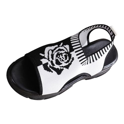 Damen Sandalen Sommer 2024 Freizeitsandalen Bequem Leichte Flach Sandalen Pantoletten Damen mit Fussbett mit Hohen Absätzen Römersandalen Sandaletten von Generic