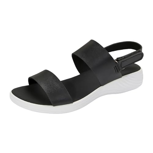 Damen Sandalen Sommer 2024 Freizeitsandalen Bequem Leichte Flach Sandalen Pantoletten Damen mit Fussbett mit Hohen Absätzen Strandschuhe Bohemian Flip Flops Casual Sandalen von Generic