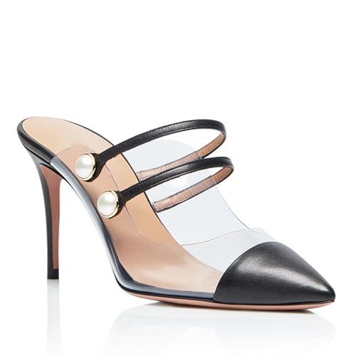 Damen-Sandalen mit transparenter Spitze und hohem Absatz, modische Stiletto-Pantoletten Slingback-Slipper lässige Sommerschuhe für Hochzeiten Abschlussbälle Partys,Schwarz,37 EU Damen-Sandalen mit transparenter Spitze und hohem Absatz, modische Stiletto-Pantoletten Slingback-Slipper lässige Sommerschuhe für Hochzeiten Abschlussbälle Partys,Schwarz,37 EU von Generic