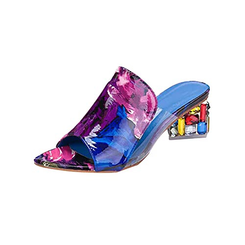 Damen Sandaletten High Heels, Funky Sandalen mit Blockabsatz Damen Sandalen Slippers Bequeme Sandalen Damen Pumps Schuhe Mode Strandsandalen Freizeitsandalen Pantoffel Damen-Hausschuhe von Generic