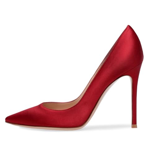 Damen Satin High Heels Pumps Geschlossene Spitze Zehenpartie Stiletto 4,7 Zoll Absätze Slip-on Klassische Büro Spezial Elegante Hochzeitspumps,Rot,38 EU Damen Satin High Heels Pumps Geschlossene Spitze Zehenpartie Stiletto 4,7 Zoll Absätze Slip-on Klassische Büro Spezial Elegante Hochzeitspumps,Rot,38 EU von Generic