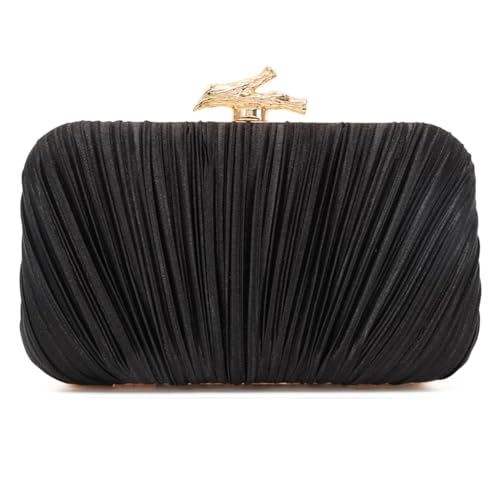 Damen Satin-Umhängetasche mit Plissiertem Design Metallkette Elegant Abendtasche for Feierlichkeiten Damen Satin-Umhängetasche mit Plissiertem Design Metallkette Elegant Abendtasche for Feierlichkeiten von Generic