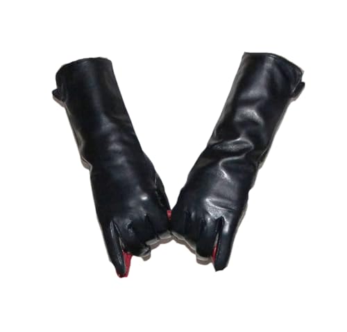 Damen Schaffell Mittellang Plus Fleece Verdickte Winter Wärme Touchscreen Fahren Leder Handschuhe, b1 schwarz 30cm, 7 von Generic