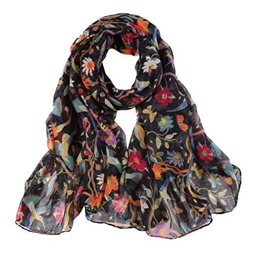 Damen Schal Herbst, Herbst Blumen Seidentuch Halstücher Schmetterlings-Print Fransen-Schal Langes Mullschal Halstuch Persönlichkeit Wärmendes Damenschal Festliches Cape Wärme Elegante Schals von Generic