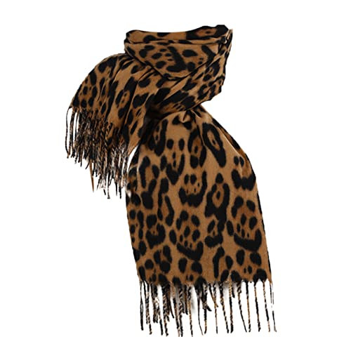 Damen Schal Leoparden Winter Schultertuch Deckenschal übergroßer Kuscheliger Oversized Poncho lang mit Fransen Schal Leopardenmuster Winter Warmer Halstücher mit Fransen von Generic