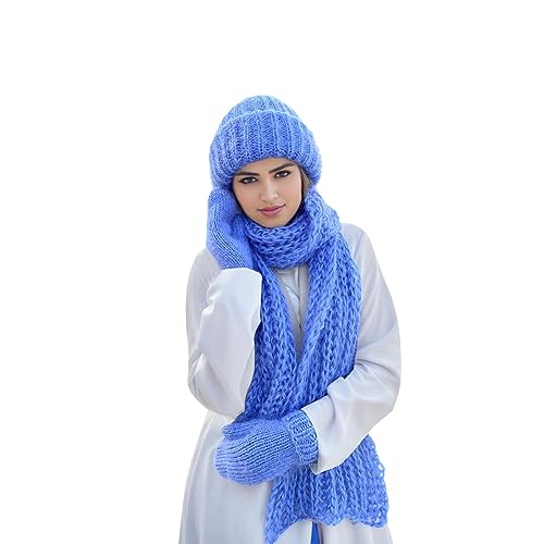 Damen Schal Mütze Handschuhe Set WintermüTze 3 In 1 Damen Winter Set Gestrickt Beanie Schnee Hut Warme Winterset für Den Winter im Freien von Generic