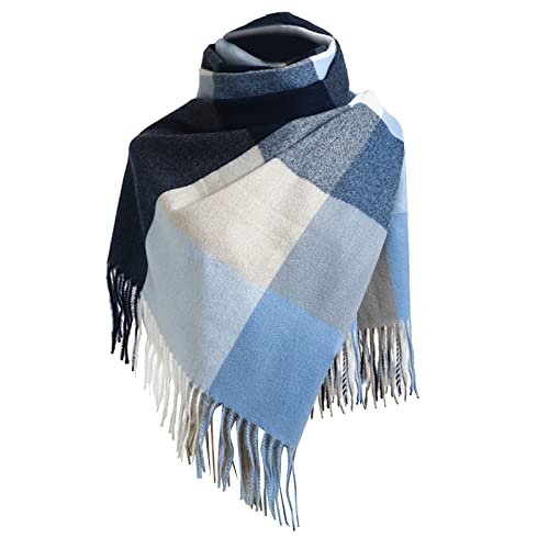 Damen Schal Winter Kariert Groß Kuschelig Elegant Winterschal Lang Plaid Halstuch Karo Herbst Winter XXL Deckel Weich Warm Fransen Tartan Schal Deckenschal Scarf Schal von Generic